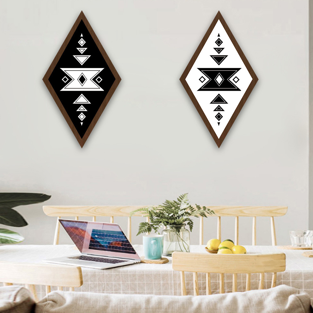 Farmhouse Home Wall Decor Wooden Aztec Diamond Logo Wall Art Wall Hanging Boho Decor