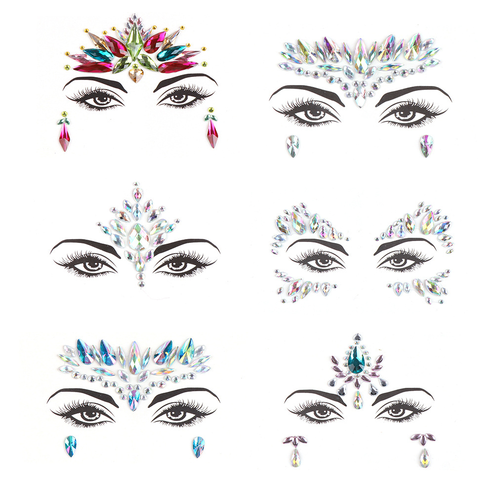 Yescom Wholesale Fashion Self Adhesive Diy Eyebrow Rhinestone Eye Makeup Face Stickers