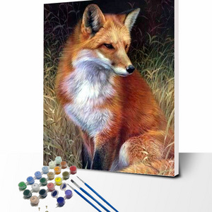 Newly Designed Paint By Number Smiling Fox Canvas Oil Painting Kits For Kids Diy Drawing Art Works Home Decor Wall