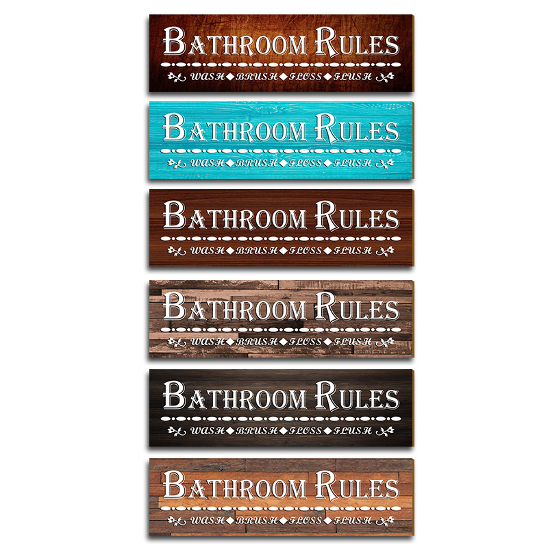 Custom Factory Cheap Mdf Signboard Anka Tiles Plaque Board Bathroom Rules Wooden Hanging Sign For Bathroom Wall Art Decor