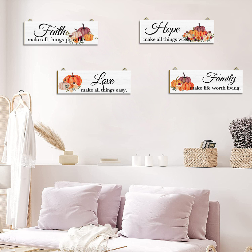 Fall Harvest Festival Home Decor Pumpkin Painting Board Rustic Farmhouse Thanksgiving Bathroom Wall Wooden Hanging Sign