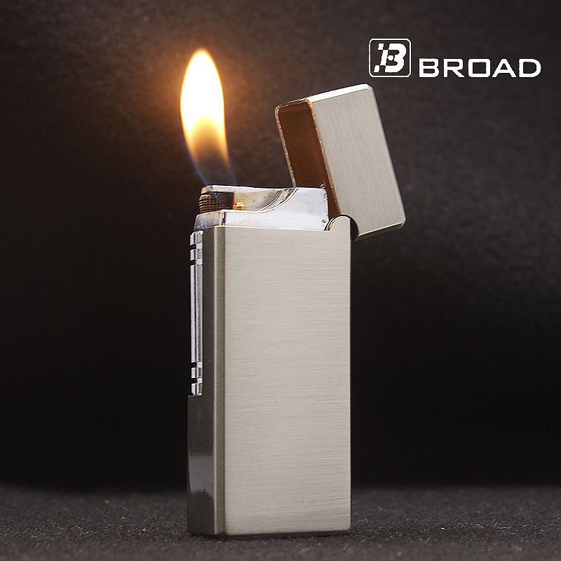 BROAD Oblique Flame Gas Lighter Butane Side Slip Grinding Wheel Lighter Cigarette Accessories Pipe Smoking Gadget For Men Gift