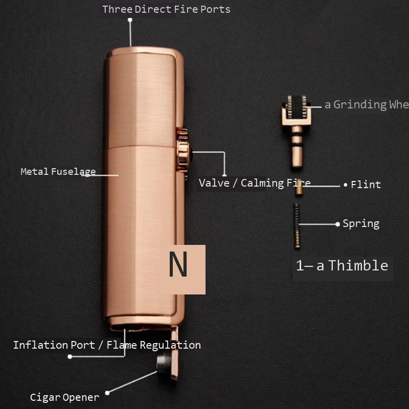 Triple Flame Three Head Direct Torch Cigar Lighter Large Capacity Gas Inflatable Blue Flame With Cigar Hole Micro Welding Gun