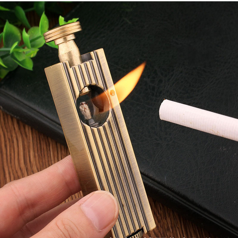 Metal Kerosene Lighter Double-sided Fire Vintage Retro Pull-out  Cigarette Lighter Collection Gadgets Smoking