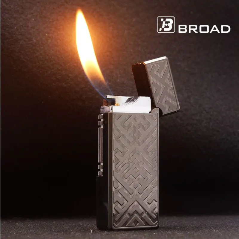 BROAD Oblique Flame Gas Lighter Butane Side Slip Grinding Wheel Lighter Cigarette Accessories Pipe Smoking Gadget For Men Gift