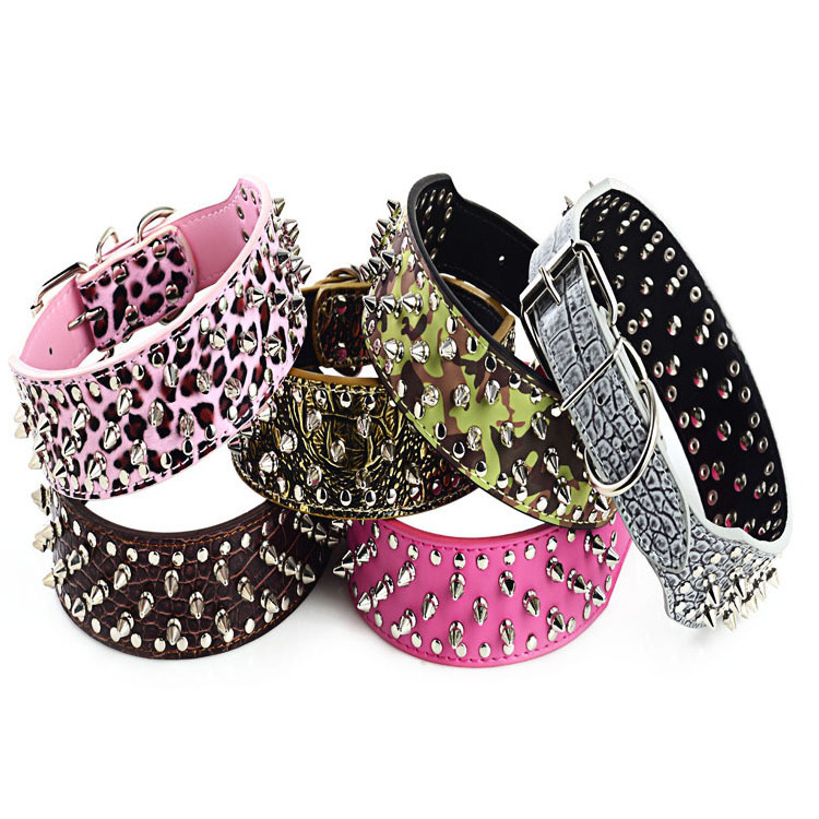 Hot-Sale Explosive super cool rivet anti-bite pet collar double canvas anti-breaking dog collar