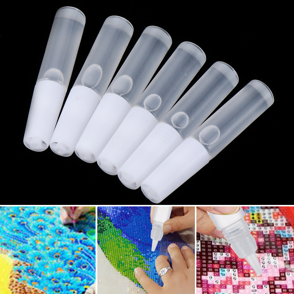 Diamond Painting Glue 6ML Bottled Diamond Embroidery Glue White Non-toxic Cross Stitch Glue for Artwork Craftwork Painting