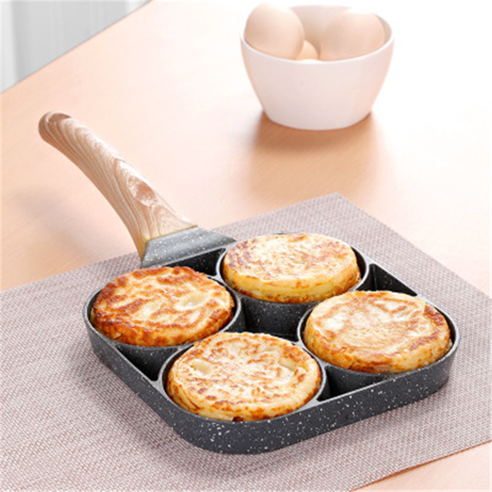 Wholesale Non-stick Fried Egg Pot Flat-bottomed Frying Pan Kitchen Cooking Pot Omelette Pan 4-hole Medical Stone Frying Pan Set