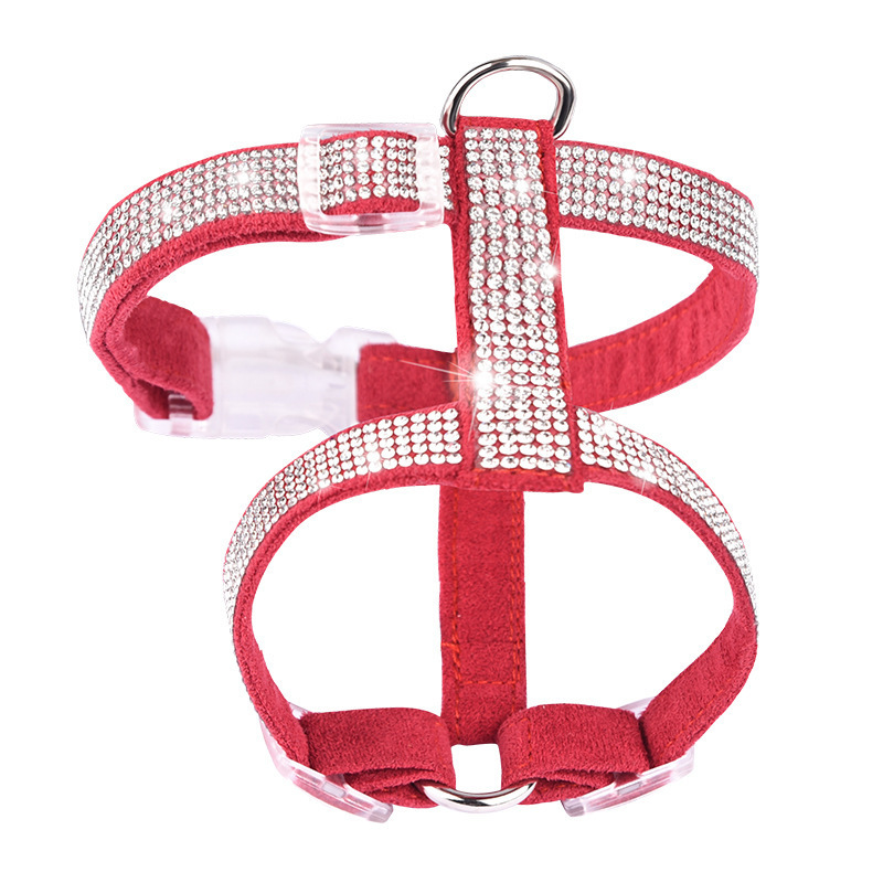 Hot-Sale Rhinestone Pet Chest Sling Soft Suede I-shaped Cat Chest Strap Small and Medium-sized Dog Chest Sling Wholesale