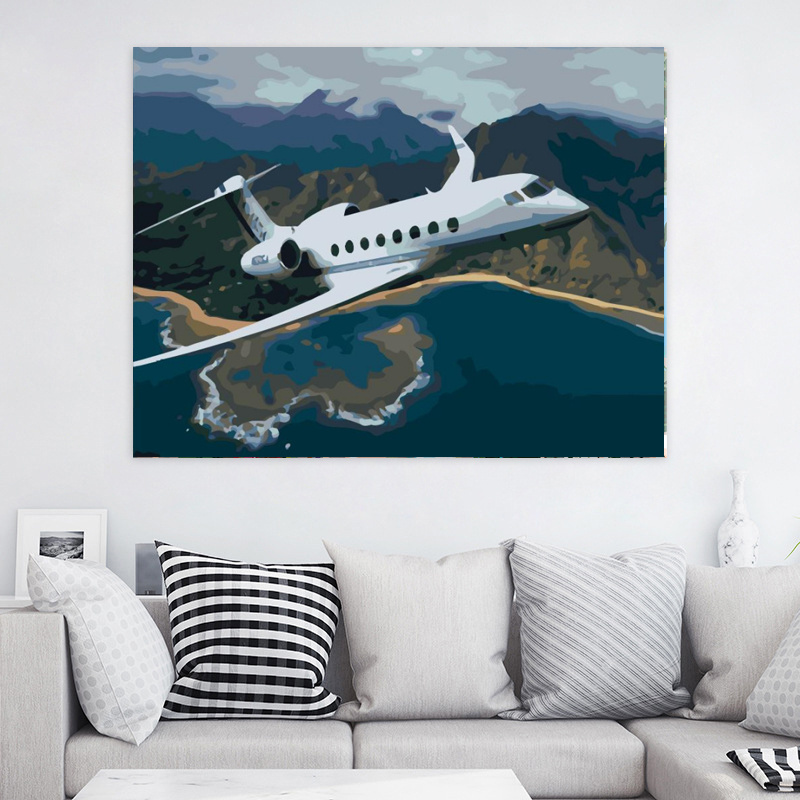 Canvas Painting Airplane In Flight Handpainted Home Decoration Oil Painting By Numbers Modern Wall Art Pictures Handmade Gift