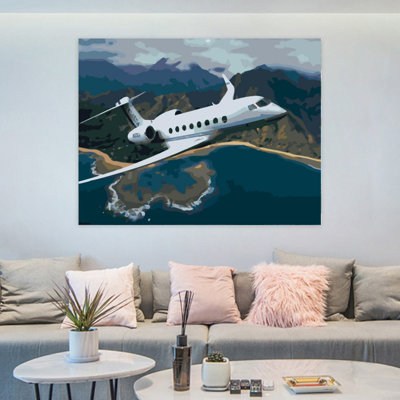 Canvas Painting Airplane In Flight Handpainted Home Decoration Oil Painting By Numbers Modern Wall Art Pictures Handmade Gift