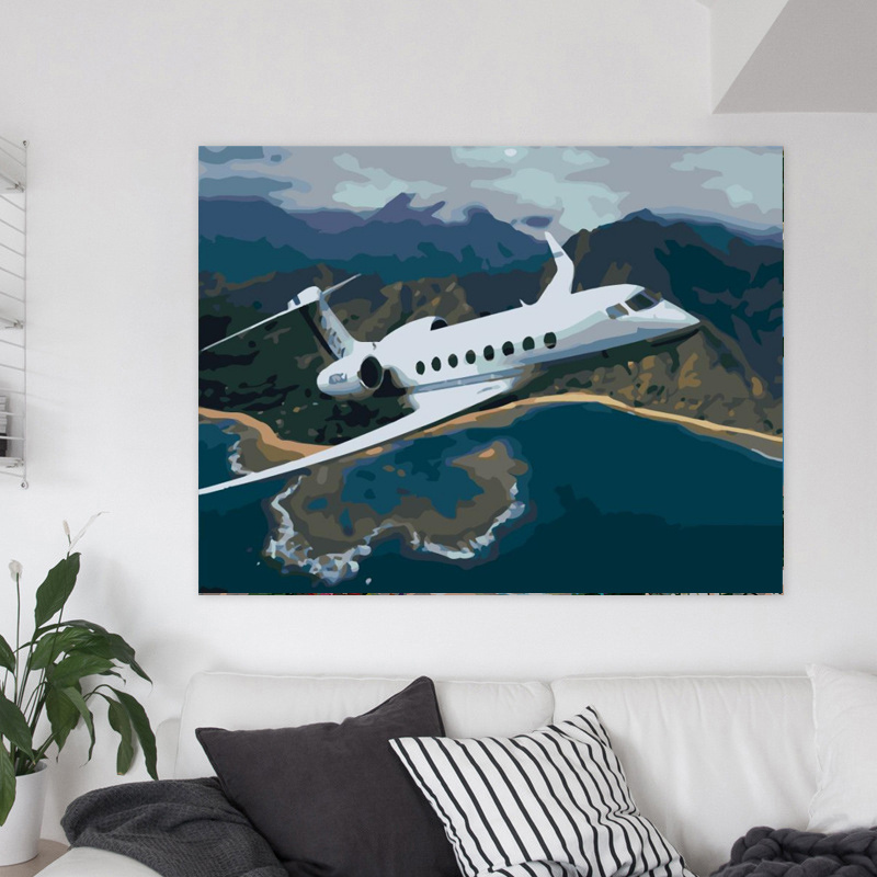 Canvas Painting Airplane In Flight Handpainted Home Decoration Oil Painting By Numbers Modern Wall Art Pictures Handmade Gift