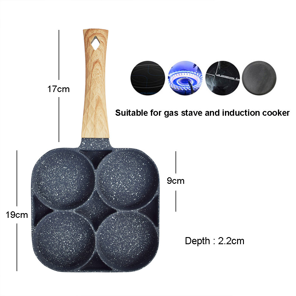 Wholesale Non-stick Fried Egg Pot Flat-bottomed Frying Pan Kitchen Cooking Pot Omelette Pan 4-hole Medical Stone Frying Pan Set