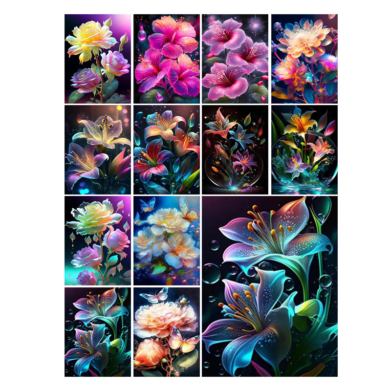 Fresh Flowers Mosaic Painting Diamond Art Cross Stitch Kits Rose Diy Full Crystal Rhinestone Embroidery Lily Picture Wall Decor