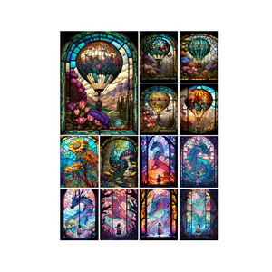 DIY 5D Diamond Painting Stained Glass Hot Air Balloon Diamond Dragon Girl Fantasy Mushroom Mosaic Cross Stitch Kits Home Decor