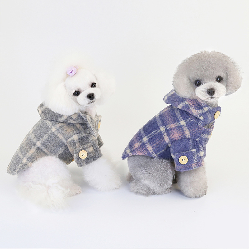 Wholesale Dog Clothes Autumn And Winter Clothes New Style Plaid Windbreaker Pet Clothes Winter Warm Cotton Coat Pet Clothing