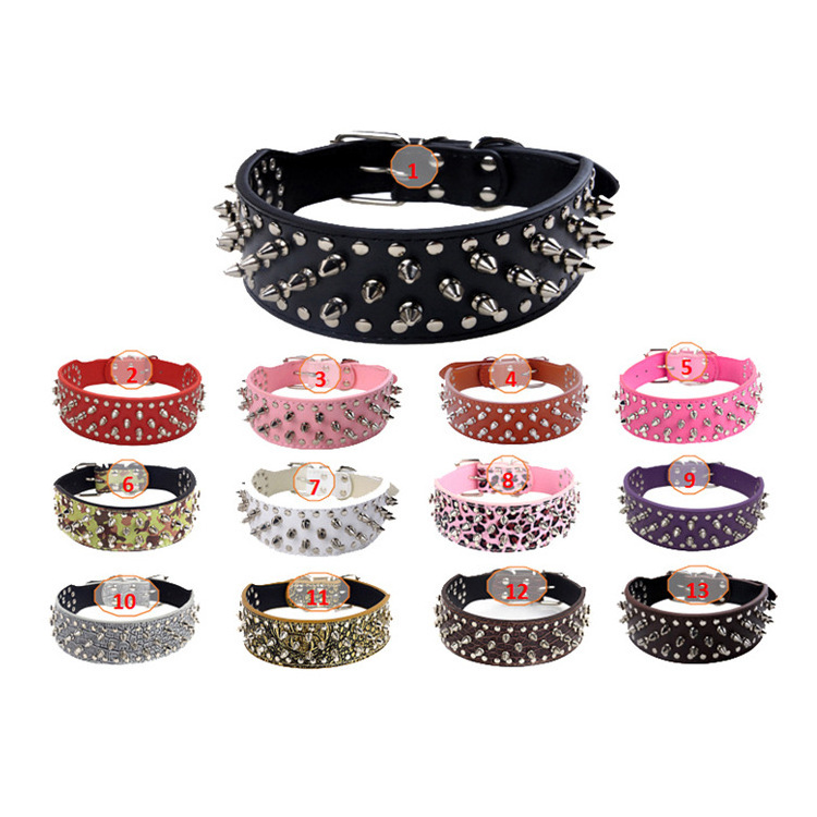 Hot-Sale Explosive super cool rivet anti-bite pet collar double canvas anti-breaking dog collar