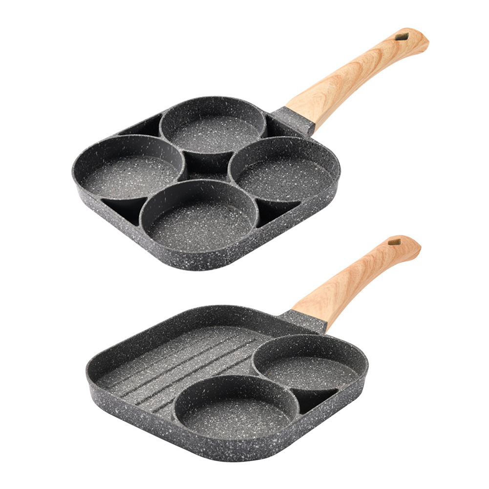 Wholesale Non-stick Fried Egg Pot Flat-bottomed Frying Pan Kitchen Cooking Pot Omelette Pan 4-hole Medical Stone Frying Pan Set