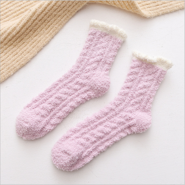 Home-based coral velvet sleep warm women fuzzy socks