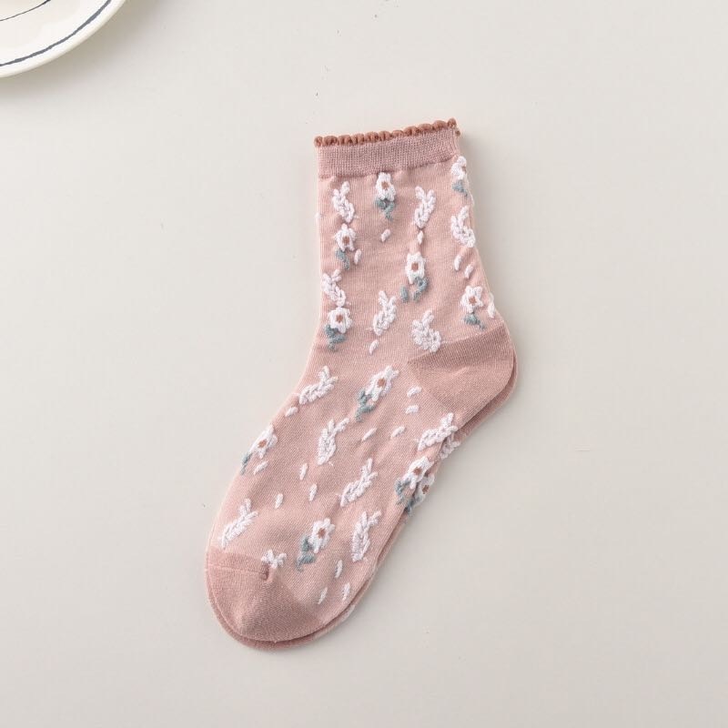 Wholesale spring new fashion flower ladies socks breathable cotton women socks