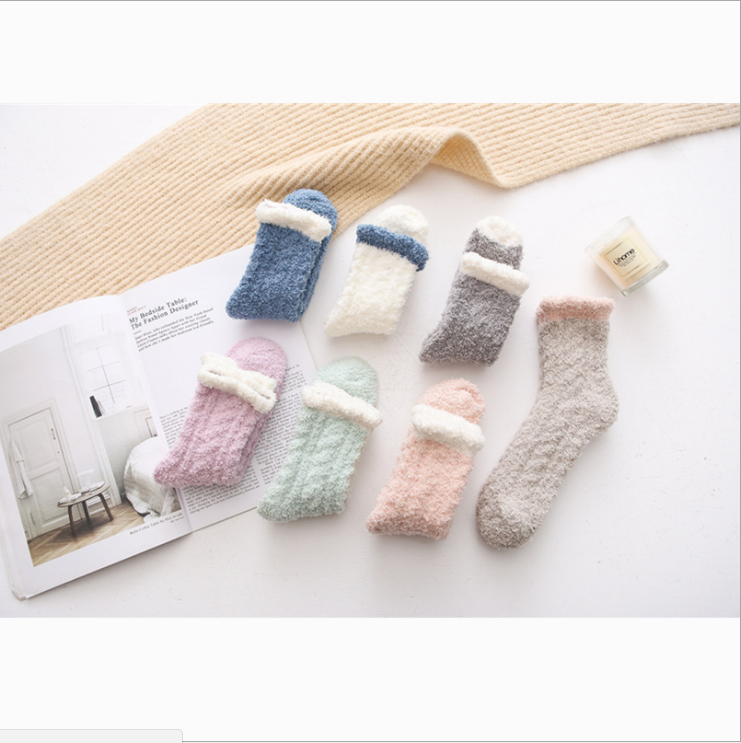 Home-based coral velvet sleep warm women fuzzy socks