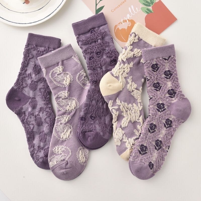 Wholesale spring new fashion flower ladies socks breathable cotton women socks