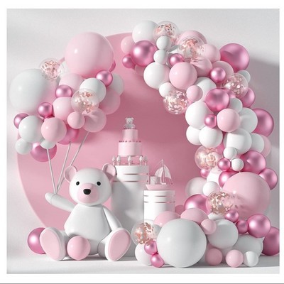 Amazon Cross-border Party balloons Wholesale pink metal powder confetti balloons Baby girl Shower decoration Birthday