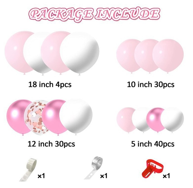 Amazon Cross-border Party balloons Wholesale pink metal powder confetti balloons Baby girl Shower decoration Birthday