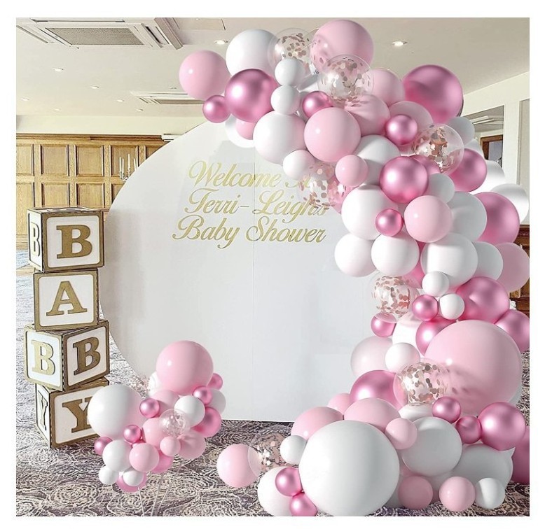 Amazon Cross-border Party balloons Wholesale pink metal powder confetti balloons Baby girl Shower decoration Birthday