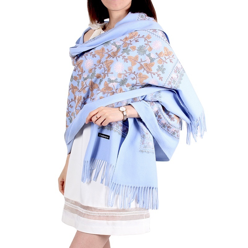 Thickened cashmere feel embroidered scarf shawl women's long scarf blanket