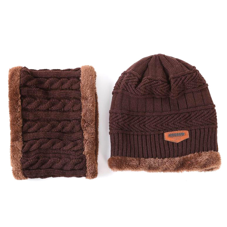 New Unisex Knitted Winter Hat and Scarf Knit Men's and women's Winter Beanies and Neck Warmer set