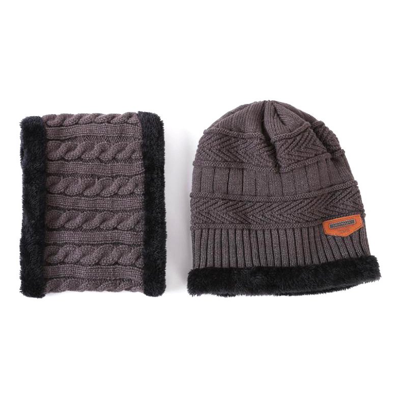 New Unisex Knitted Winter Hat and Scarf Knit Men's and women's Winter Beanies and Neck Warmer set