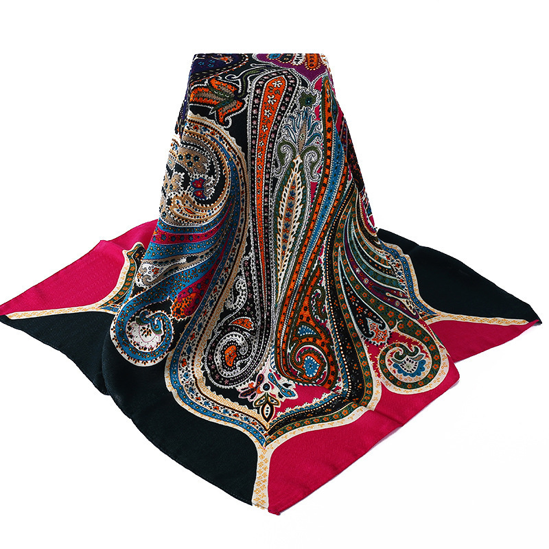 Russian style shawl 120cm cotton large square paisley printed cotton scarf