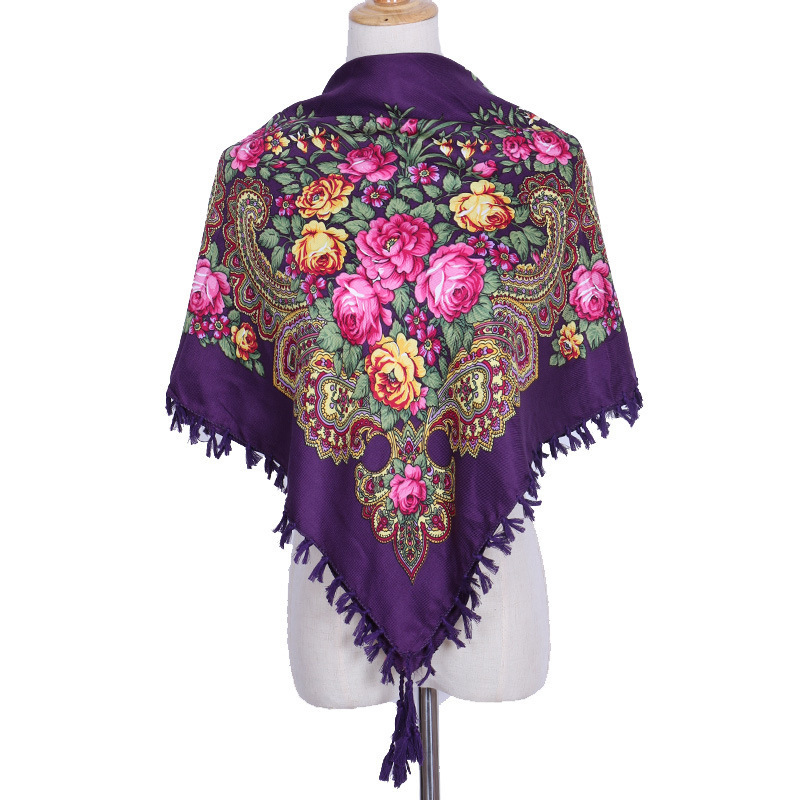 Wholesale Russian ethnic print women's new retro cotton scarf and shawl