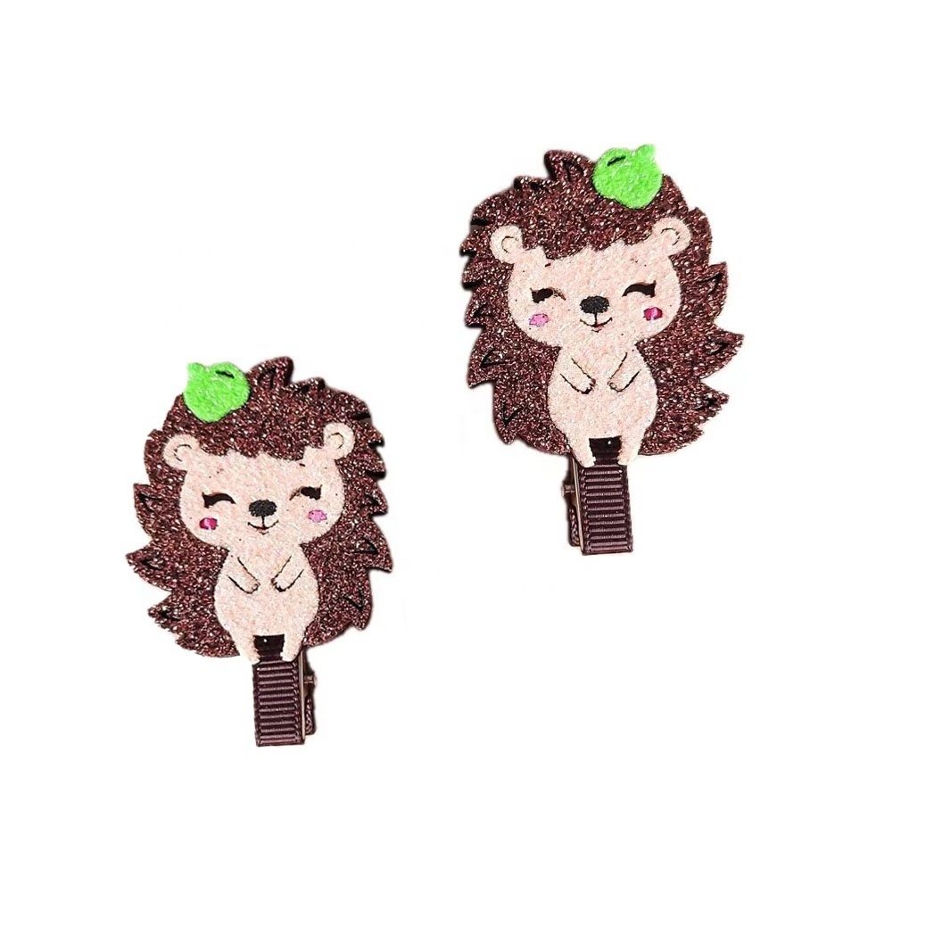 2pcs/ Set Green Frog Hair Clip 2024 New Style Glitter Duck Bill BB Clip Girls Felt Hairpins Sets