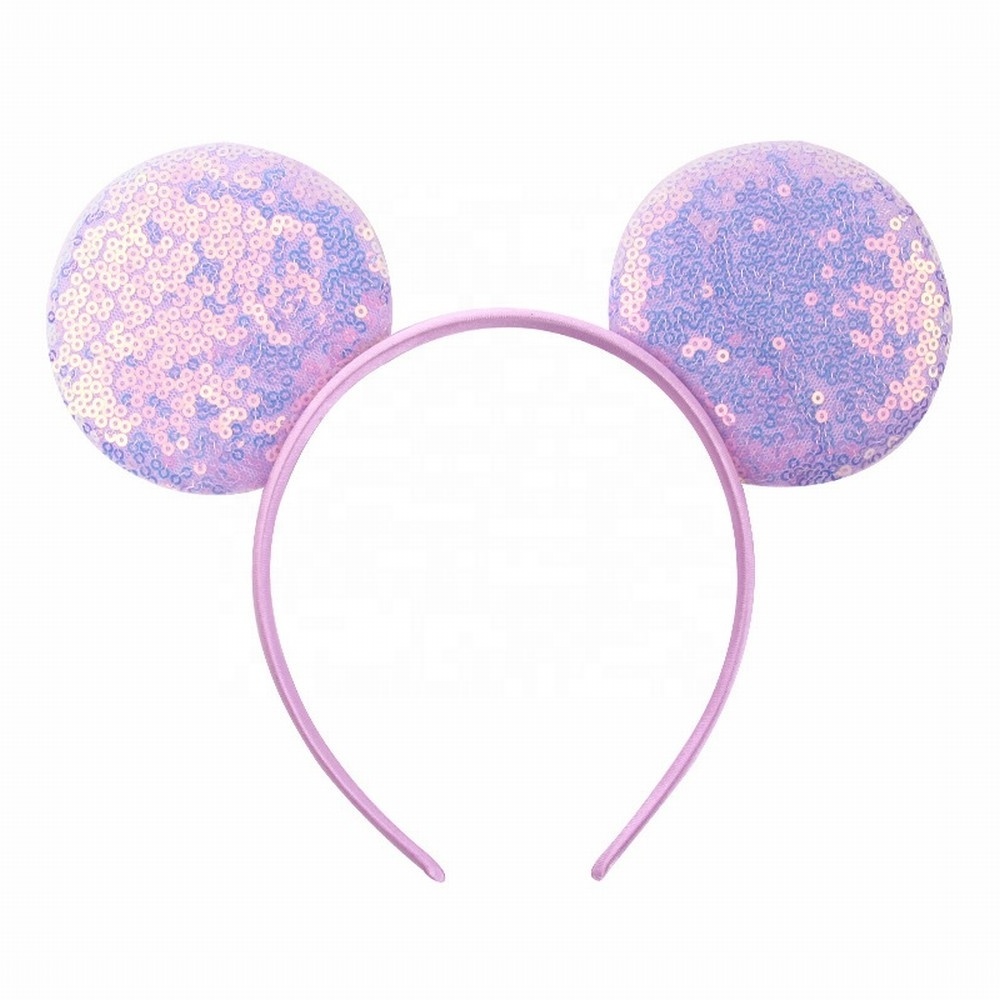 Custom Wholesale Fashion Hair Hoop Sequin Mouse Ears Baby Girls Hair Band For Travel Birthday Party