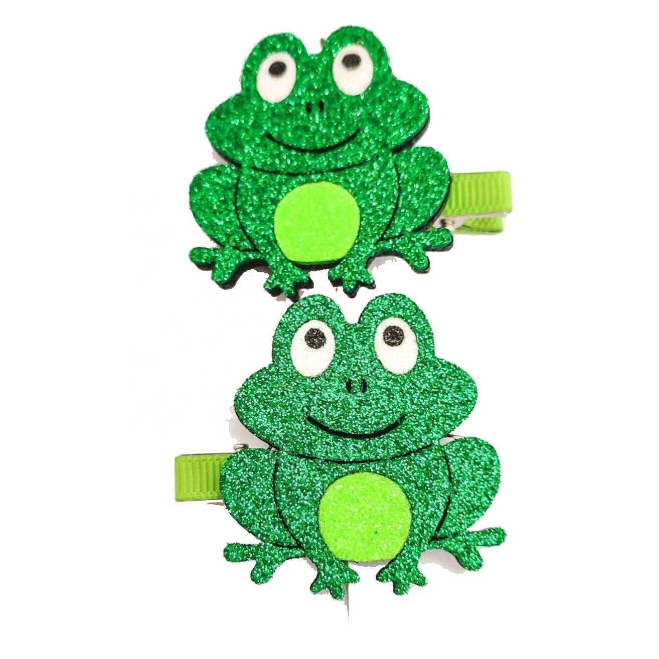 2pcs/ Set Green Frog Hair Clip 2024 New Style Glitter Duck Bill BB Clip Girls Felt Hairpins Sets