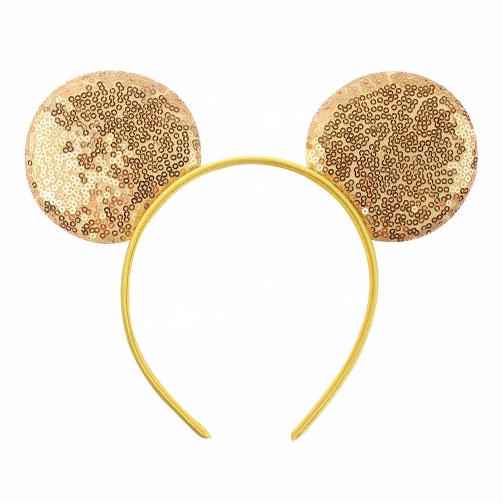 Custom Wholesale Fashion Hair Hoop Sequin Mouse Ears Baby Girls Hair Band For Travel Birthday Party