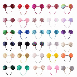 Custom Wholesale Fashion Hair Hoop Sequin Mouse Ears Baby Girls Hair Band For Travel Birthday Party