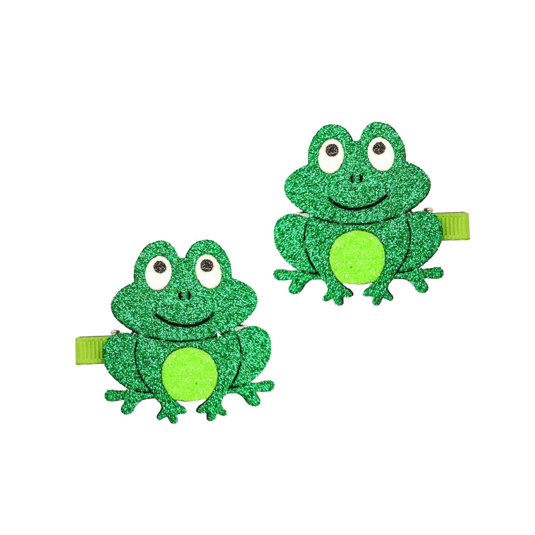 2pcs/ Set Green Frog Hair Clip 2024 New Style Glitter Duck Bill BB Clip Girls Felt Hairpins Sets