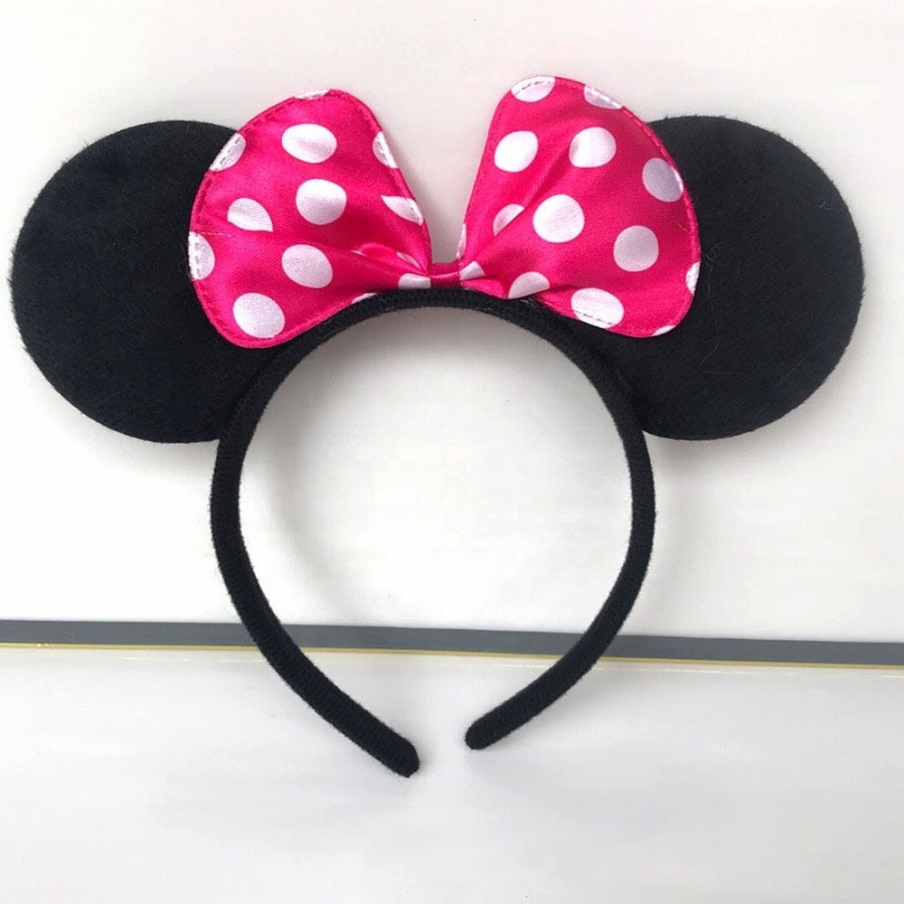 Wholesale Custom Kid Hair Accessory Cartoon Black Mouse Ears Hairband Cute Mickey Hair Band Colorful Polka Dot Hair Bow Headband