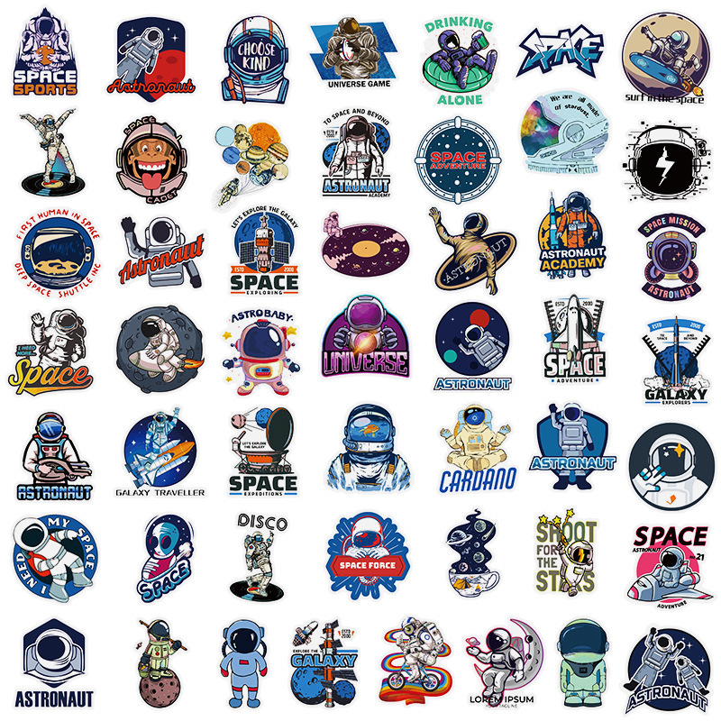 e-50PCS  space star stickers NASA astronaut space fantasy universe astronaut stickers for spot space station PVC