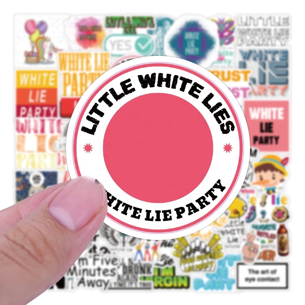 50pcs New Little White Lie Word Waterproof PVC Graffiti Sticker Packs For Kids Laptop Skateboard Notebook Bottle Cup Decoration