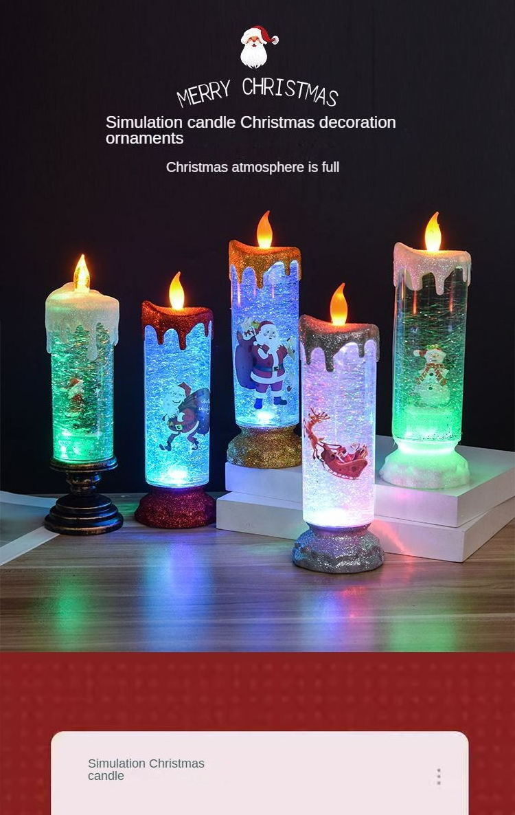 Santa Snowman Elk Electronic candle Light Dazzle Fantasy crystal candle decoration tabletop decoration