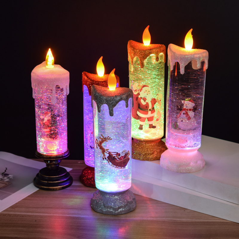 Santa Snowman Elk Electronic candle Light Dazzle Fantasy crystal candle decoration tabletop decoration