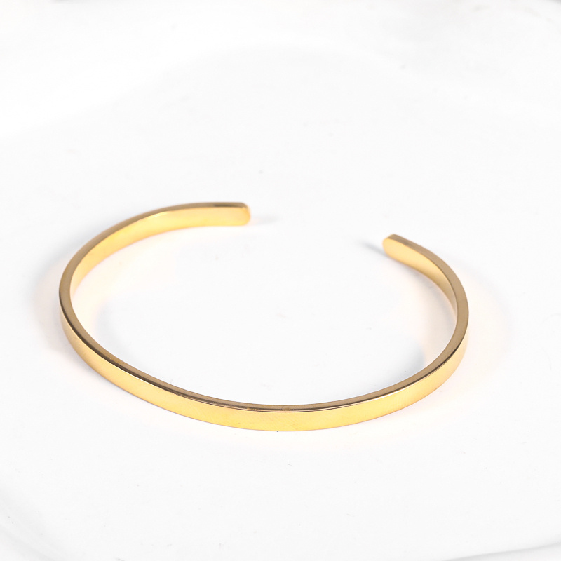 New Waterproof 18K Gold Plated Cuff Bangles Men Women Luxury Custom Logo Jewelry Luxury Bangles