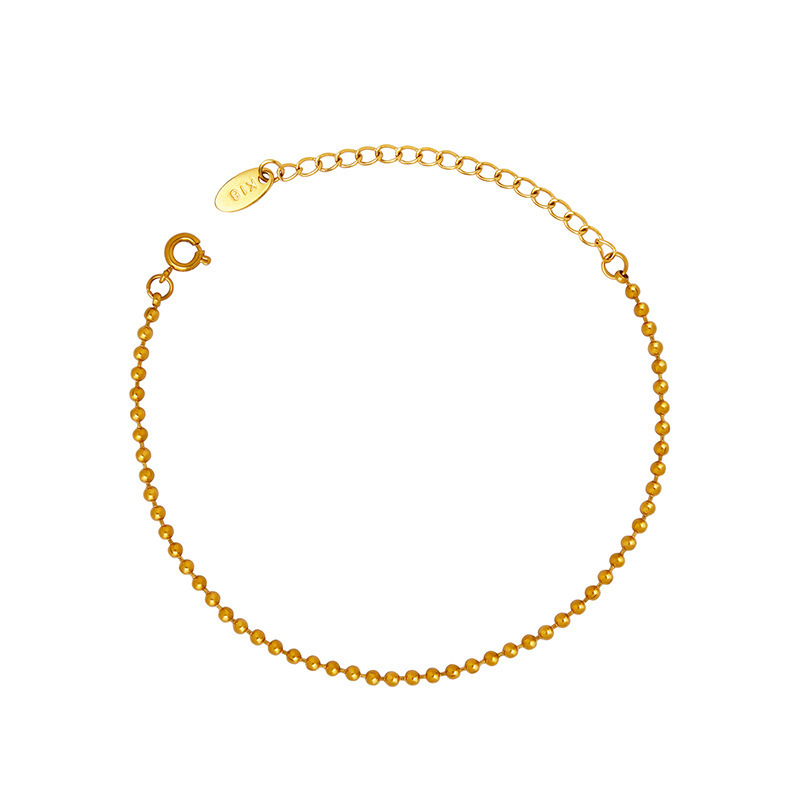 Fashion simple 18k Gilded Stainless Steel non-glossy bracelet Jewelry party gift Bead chain girl bracelet