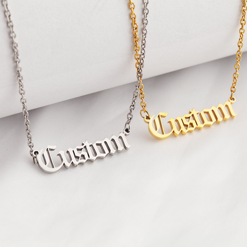 Jewelry Plated Personalized Name Horoscope Birth Pendant Necklace Gold Stainless Steel for Women 18K Trendy Letter Necklace