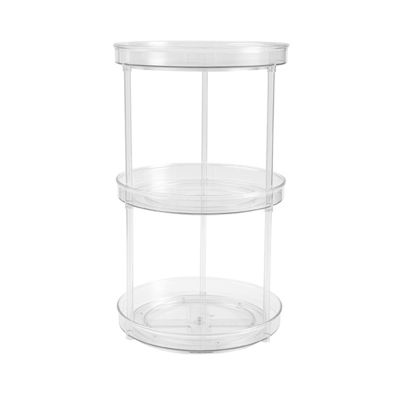 3 Tier Comprehensive Transparent Rotating Spice Rack Organizer Lazy Kitchen Bathroom Cosmetic Organizer Turntable Cabinet