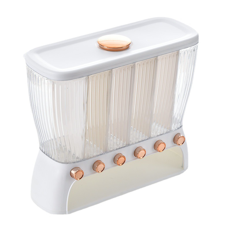 6 Separated Rice Dispenser Rice Bucket Moisture and Insect Resistant Cereal Storage Box Pressed Rectangular Grain Bucket